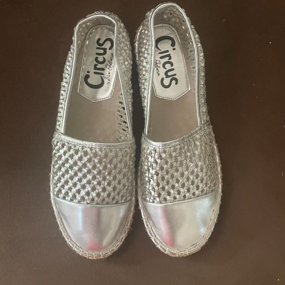 Silver Slip On Espadrille with Silver Mesh Front - Size 8.5